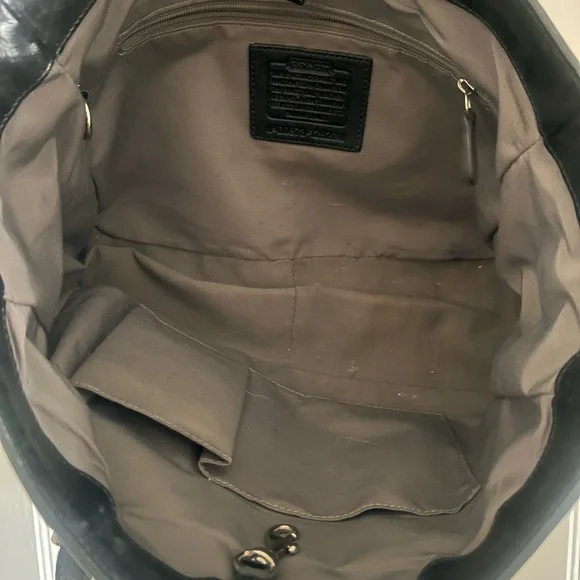 Coach Black Leather Shoulder Bag with Silver Accents - Picture 6 of 7